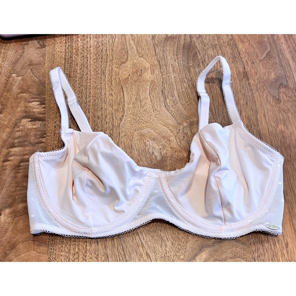 Jessica Simpson Womens 36C Underwire Bra Pale Pink‎ Polka Dot Mesh Unlined Lace